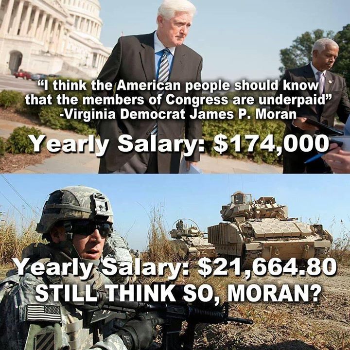 No wonder these entitled scumbags are so out of touch. Jim Moron's district is northern Virginia, which includes Arlington and Alexandria, adjoining DC. He doesn't even need a second residence, and he thinks he doesn't make enough money? If you can't find a way to live on $174,000 a year, you are a total loser! Try actually working for a living....